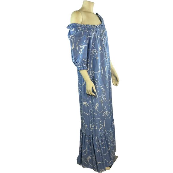 Vintage Hilo Hattie dress made in Hawaii blue & white Floral Cotton size medium - Picture 5 of 13